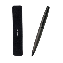 Preço barato Escola Office Stationery Metal Pen com Pouch Impred Logo Pen Pen cinza fosco com logotipo personalizado